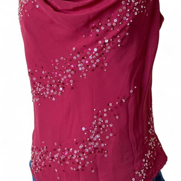 vintage y2k ruby red cowl neck sequin top - Picture 3 of 8